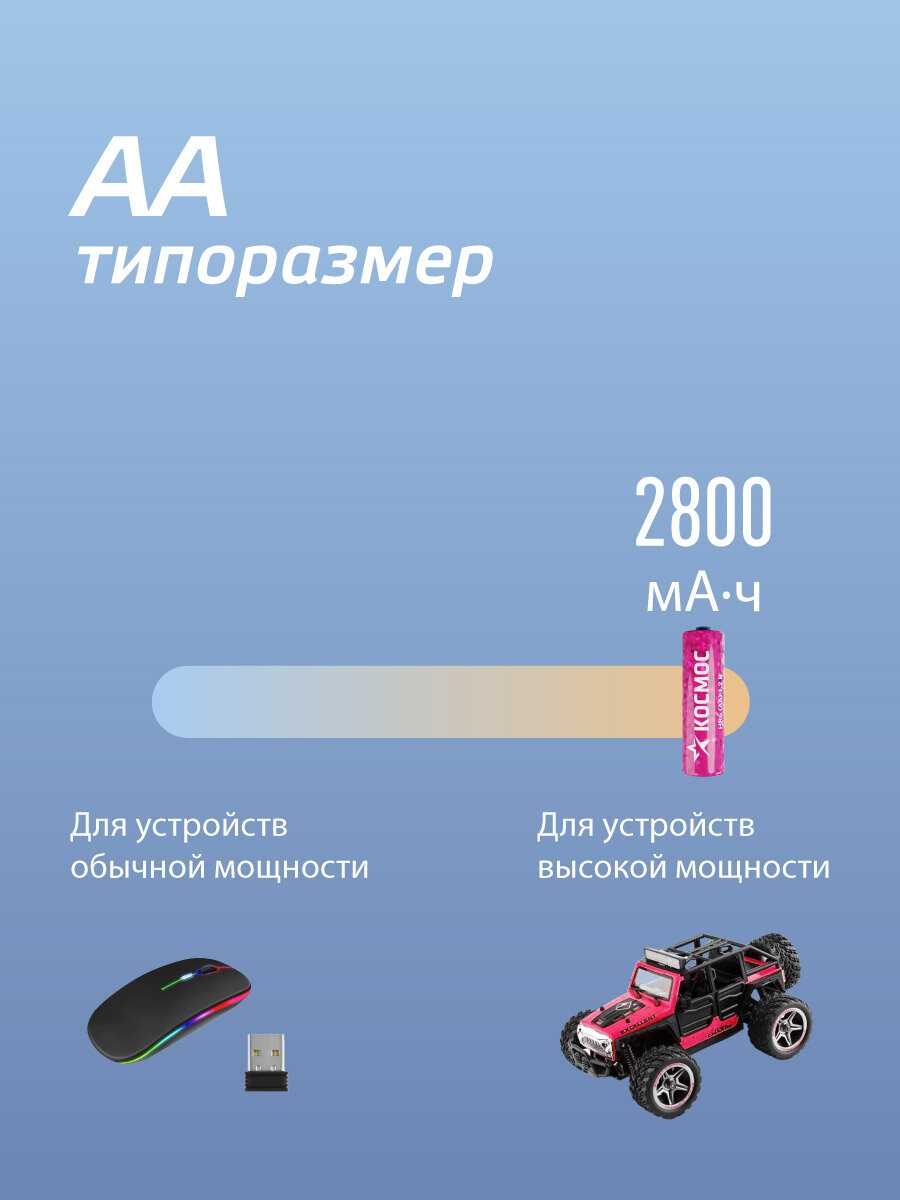 Аккумуляторные батарейки АА Космос 2800 mAh (12 шт.) фотография 5