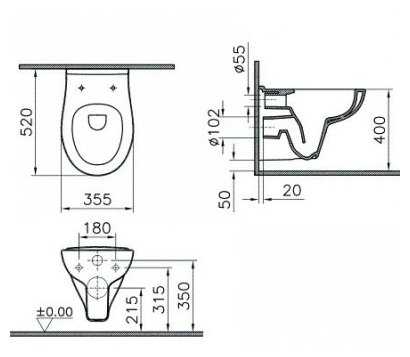 Унитаз с инсталляцией подвесной VitrA S20 9004B003-7202 с горизонтальным выпуском фотография 1