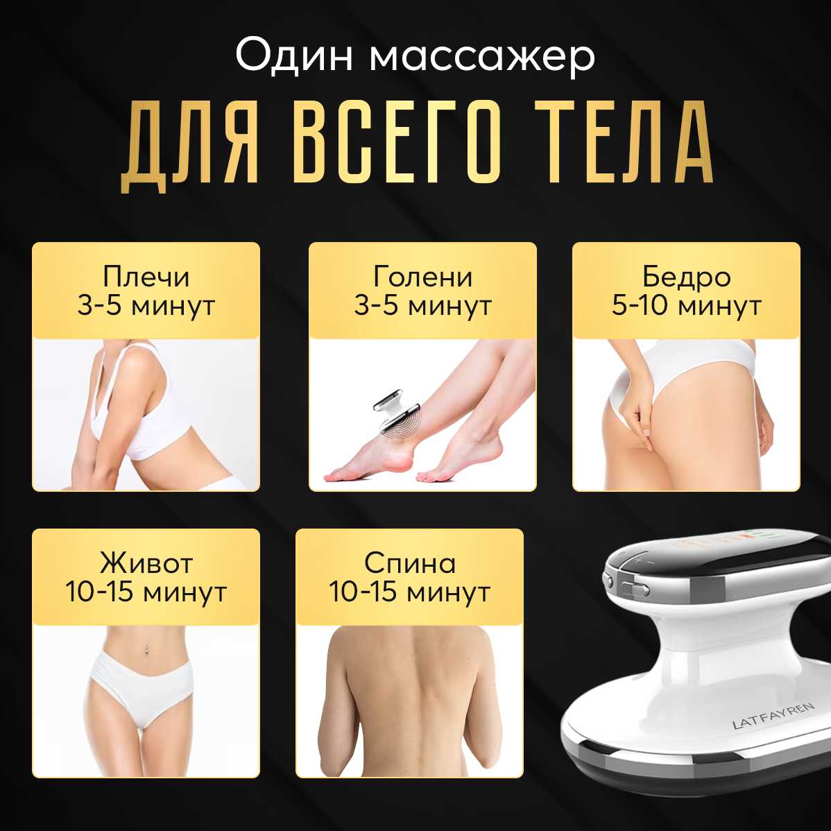 LATFAYREN Микротоковый антицеллюлитный массажер для тела с EMS-токами фотография 3