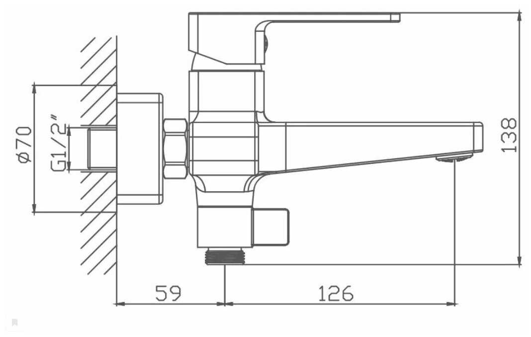 Смеситель для ванны HAIBA HB60615 с коротким монолитным изливом, хром фотография 5