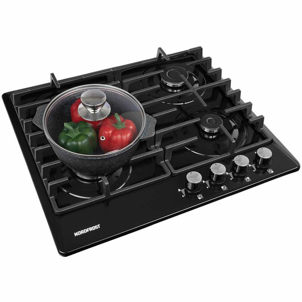Газовая варочная поверхность NORDFROST HS 6043 B (чугун решетки, газ-контроль) фотография 9