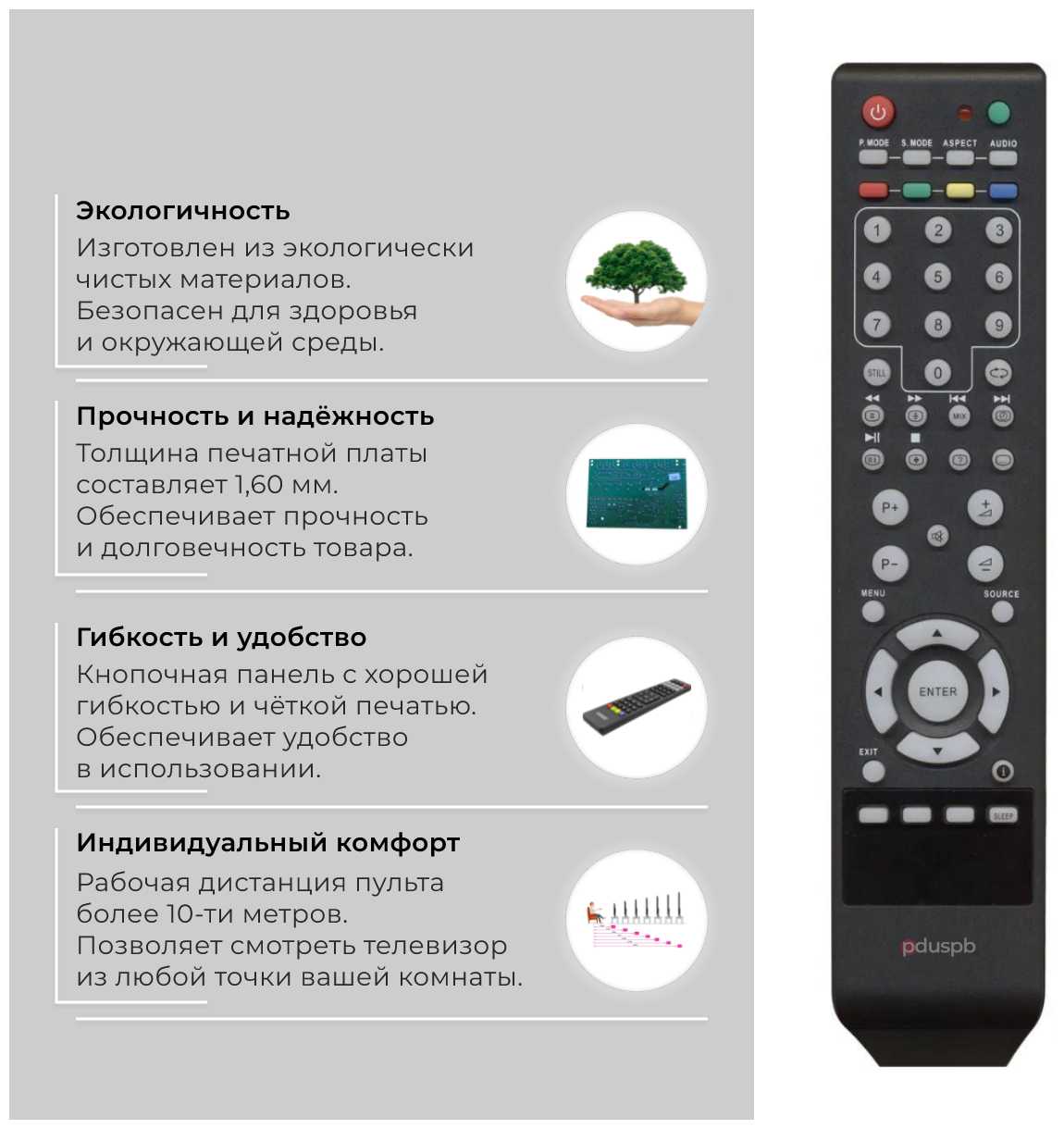 Пульт PDUSPB для Thomson T22E31HU / MYSTERY MTV-1908W (MTV-1904W, 19E31U) фотография 1