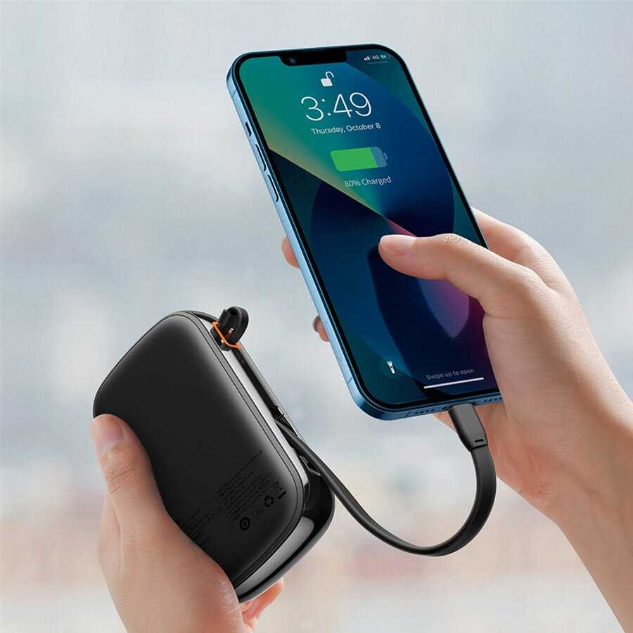 Портативный аккумулятор BASEUS Qpow Pro Digital Display (встроенный кабель Lightning, 3A, 20000 мА⋅ч) фотография 8
