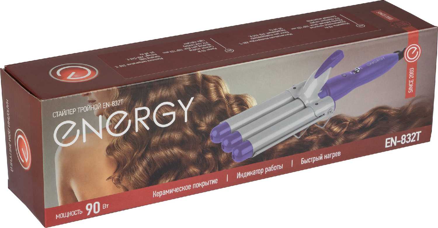 Стайлер Energy Стайлер Energy EN-832T, тройной, 90 Вт, керамическое покрытие фотография 2