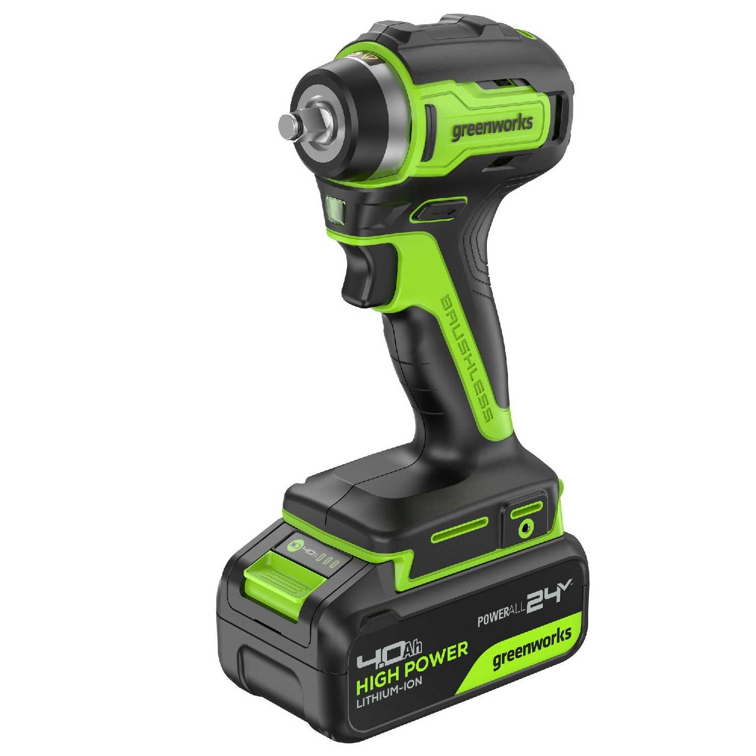 Гайковерт Greenworks G24IW200 [3803607CUA, 24V, б/щет, 3/8', 200Нм, 1×2Ач, ЗУ] фотография 2