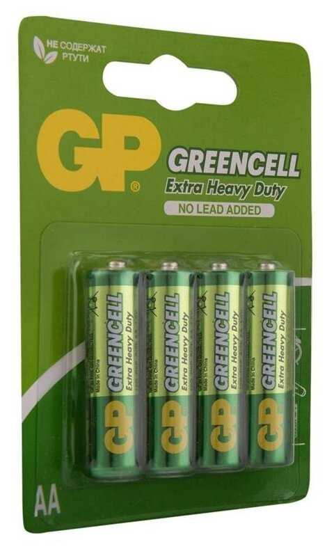 Батарейка GP Greencell AA (R06) 15S солевая, BL4, набор 4шт., 267815 фотография 1