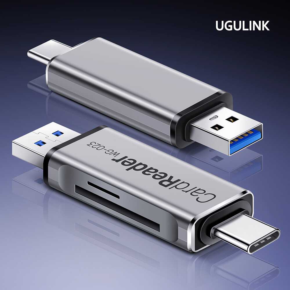 Картридер Универсальный для SD + MicroSD / TF карт, два входа, Type-C + USB, два выхода для телефона и компьютера (WG023) фотография 11