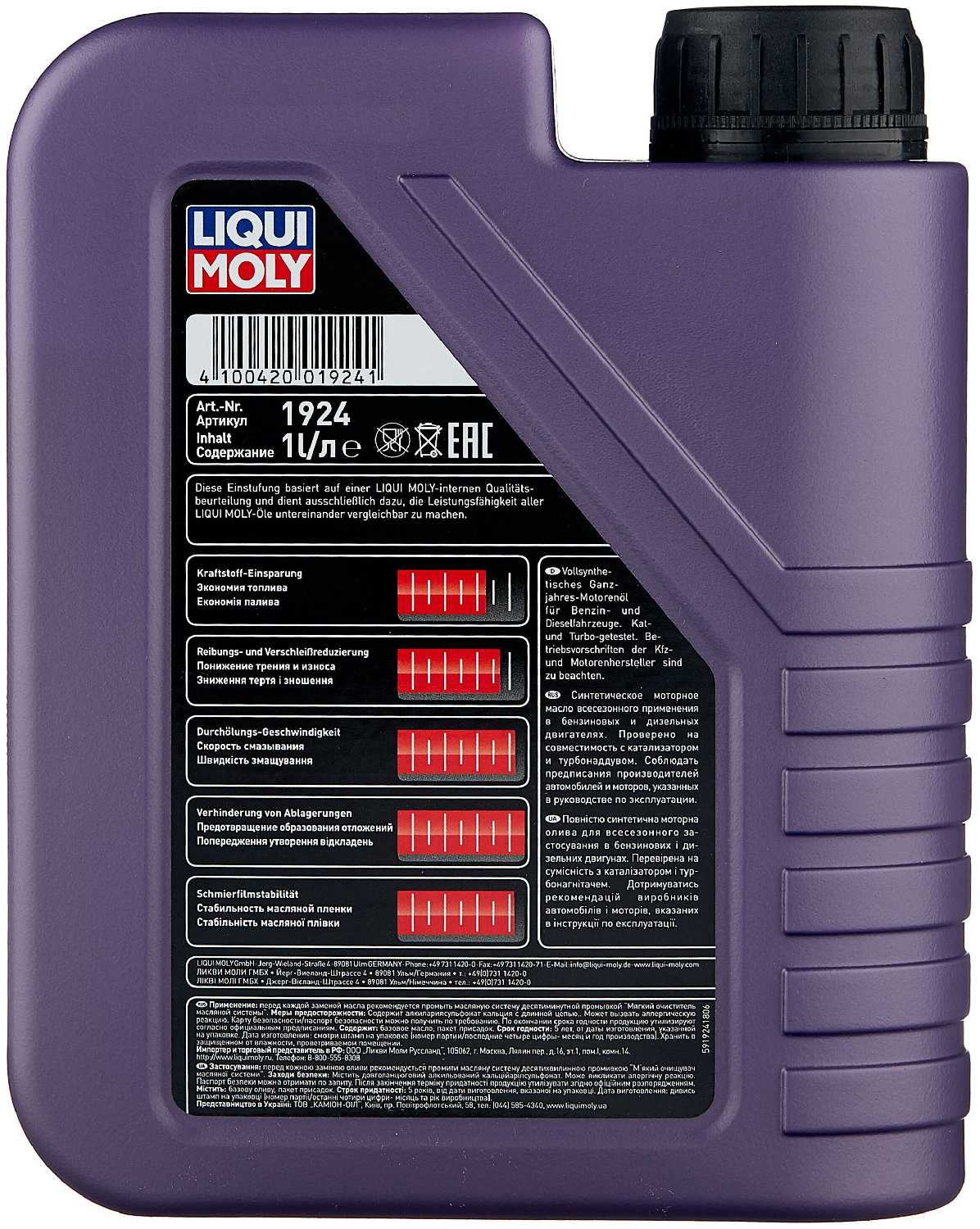 HC-синтетическое моторное масло LIQUI MOLY Synthoil High Tech 5W-40 фотография 1