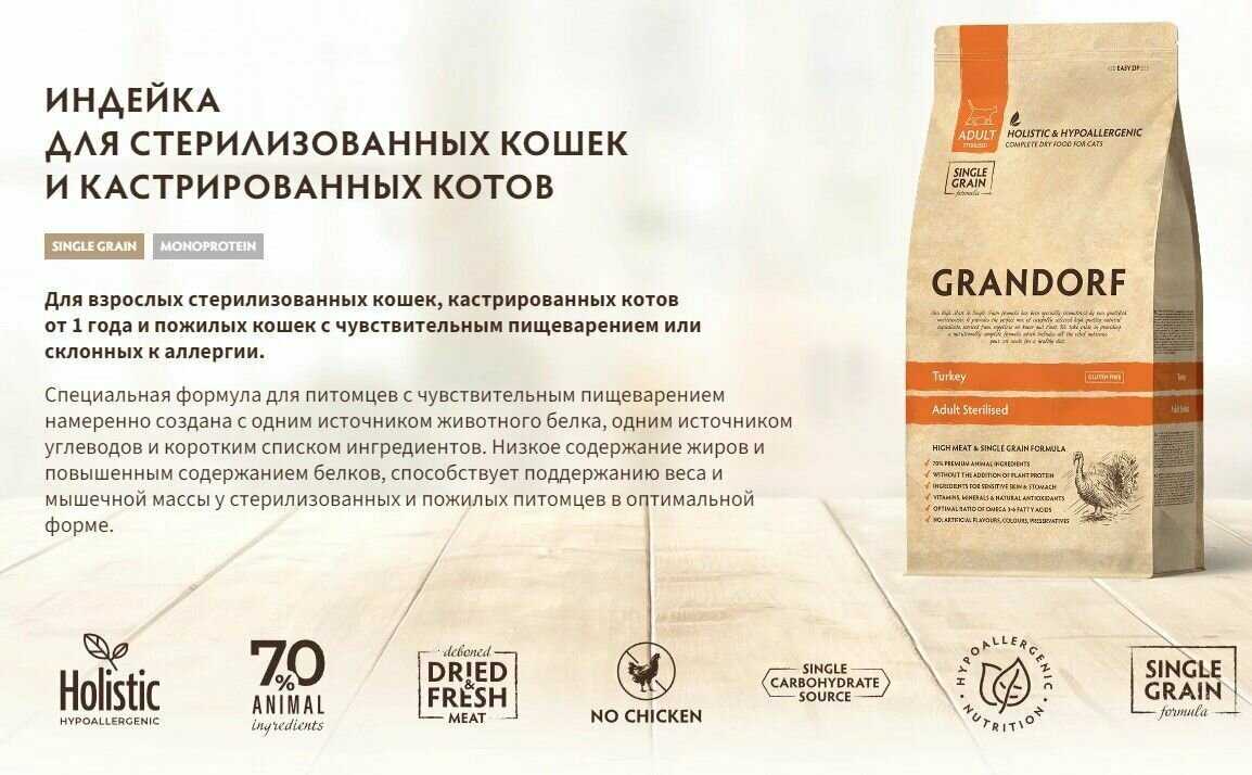 Корм для кошек Grandorf гипоаллергенный с индейкой и рисом фотография 1