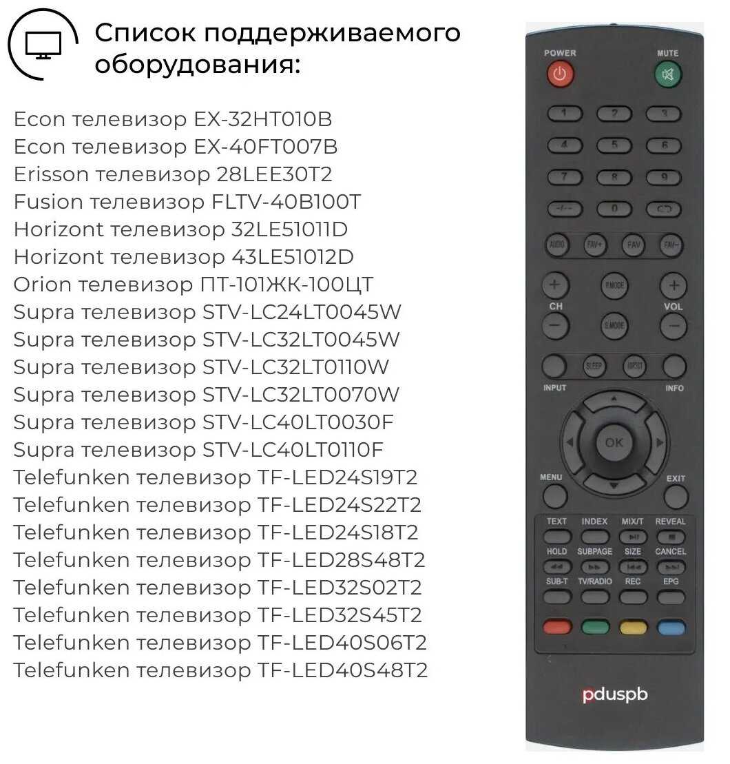 Модельный пульт Telefunken TF-LED28S48T2 фотография 1