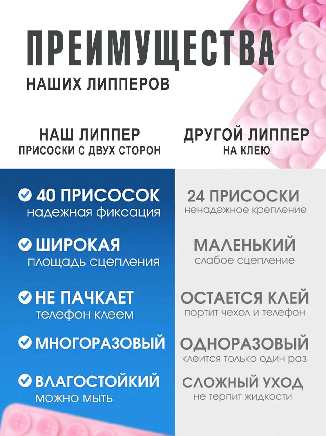 Держатель для телефона Без бренда Держатель для телефона [40 присосок] [двухсторонний штатив] фотография 9