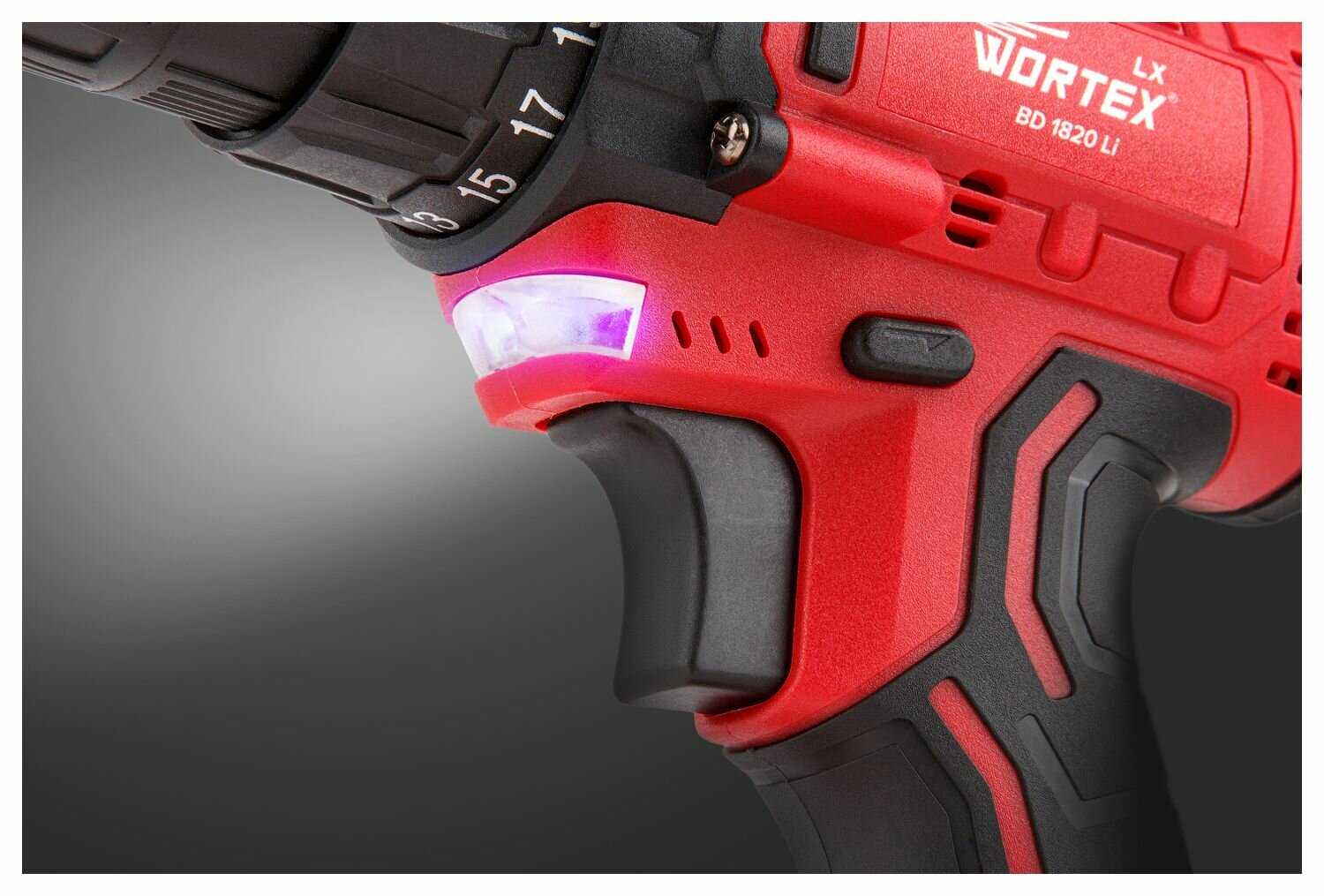 Дрель-шуруповерт аккумуляторная WORTEX LX BD 1820 Li (0329076) фотография 3