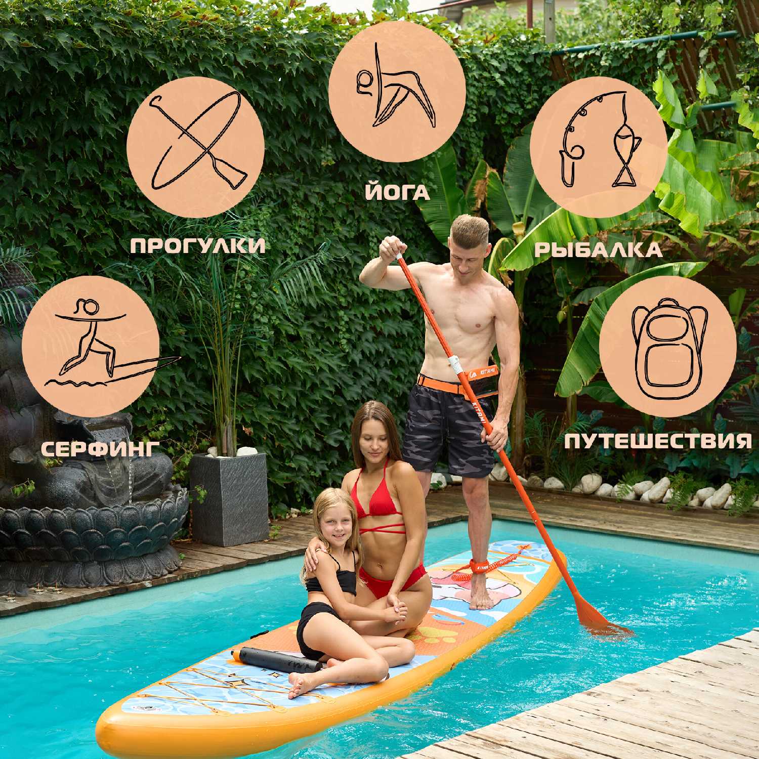 Сапборд надувная SUP доска (366х84х15 см) фотография 31