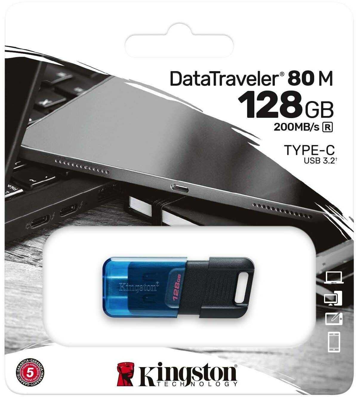 Память OTG USB Flash 128 ГБ Kingston DataTraveler 80M [DT80M/128GB] фотография 4
