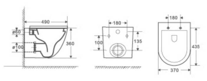 Чаша унитаза подвесная WELTWASSER Merzbach 004GL-BL с горизонтальным выпуском фотография 1