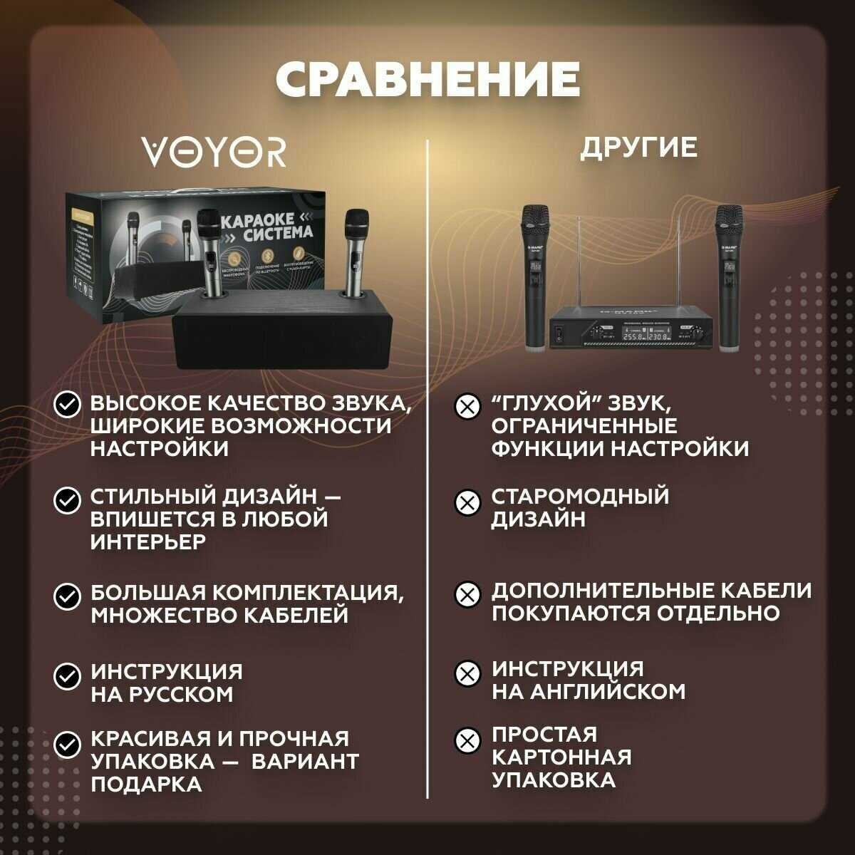 Караоке система для дома/телевизора с двумя беспроводными микрофонами, портативной блютуз колонкой фотография 1