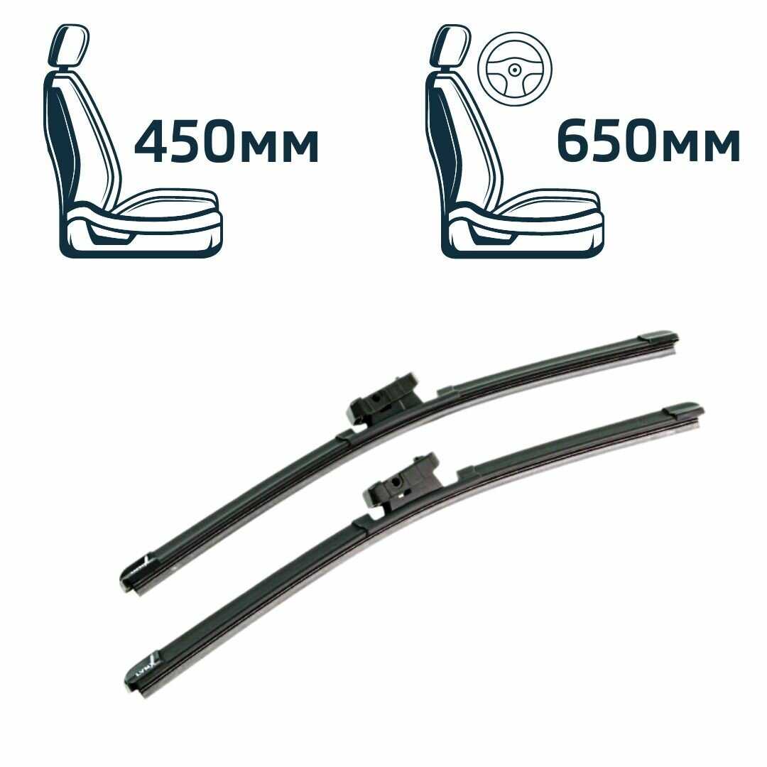Дворники VW Volkswagen Golf (7) Mk7 бескаркасные (650-450) фотография 3