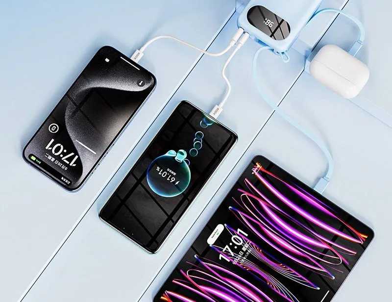 Внешний аккумулятор карманный ROCK Y11 Mini Series Power Bank with Cable (20000mAh 35w) фотография 1