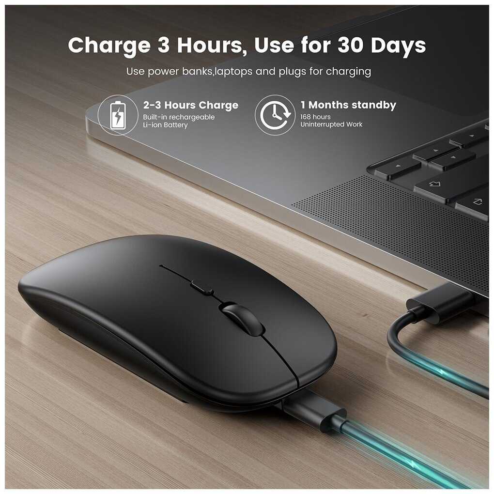 Беспроводная перезаряжаемая Bluetooth + Wireless мышь Booox фотография 5