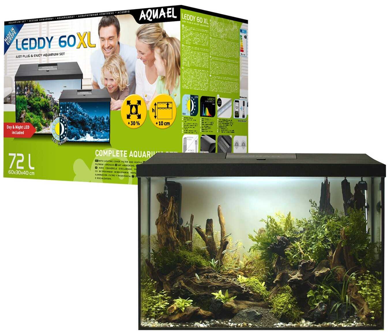 Аквариум AQUAEL LEDDY SET DAY & NIGHT XL 2.0 60 черный (72 л) фотография 9