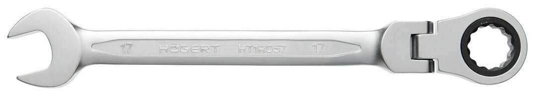 Ключ комбинированный шарнирный с трещоткой 18 мм, 72T, Hogert / HT1R058, сталь CrV