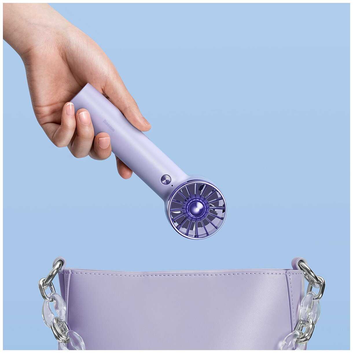 Портативный мини-вентилятор Baseus Flyer Turbine Handheld Fan, 2000 mAh, Пурпурный, ACFX000005 фотография 1