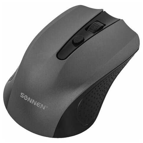 Мышь беспроводная SONNEN V99, USB, 1000/1200/1600 dpi, 4 кнопки, оптическая, серая, 513528 фотография 14