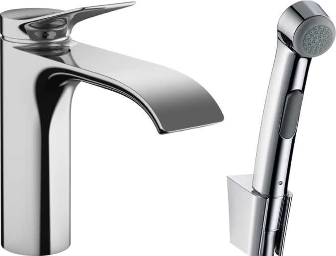 Смеситель для раковины Hansgrohe Vivenis 110 с гигиеническим душем (75210000)