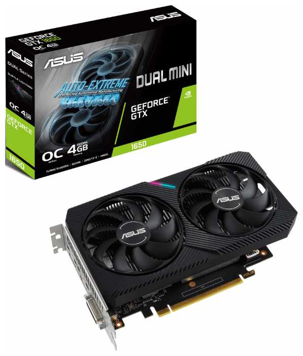Видеокарта ASUS DUAL GeForce GTX 1650 MINI OC 4GB, DUAL-GTX1650-O4GD6-MINI