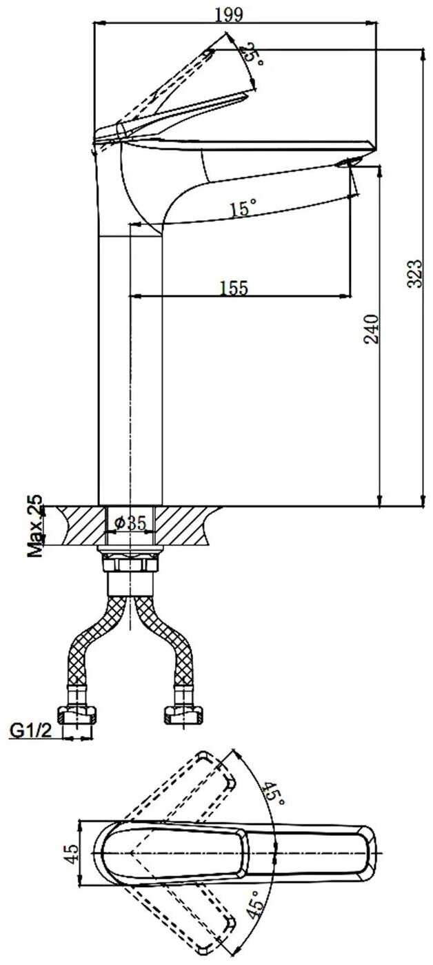 Смеситель Rush NE1735-11brоnze одноручный для умывальника, бронза фотография 1
