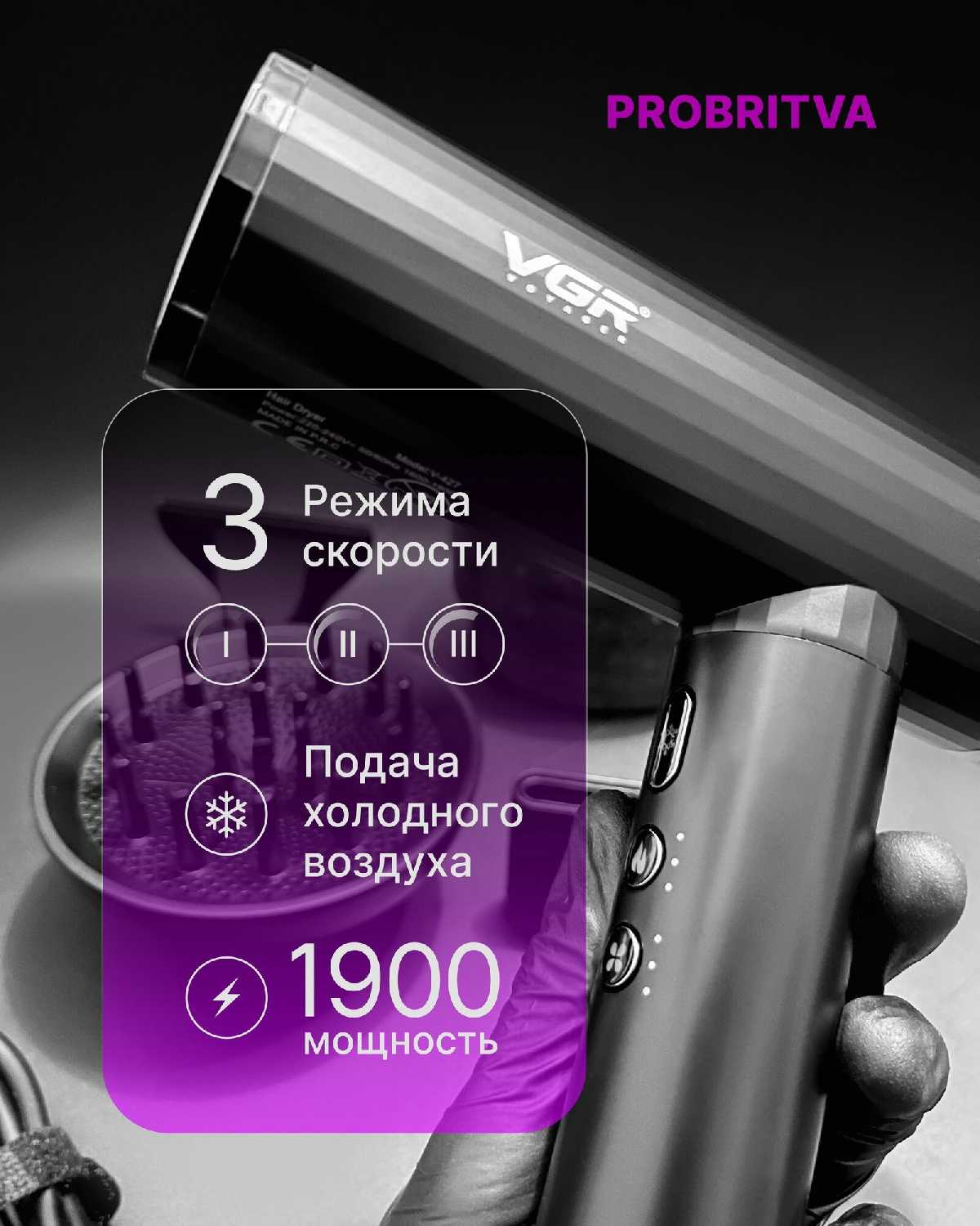 Профессиональный фен для укладки волос IPARAH 385 / Фен для сушки волос с насадками и ионизацией , мощный и легкий фотография 10
