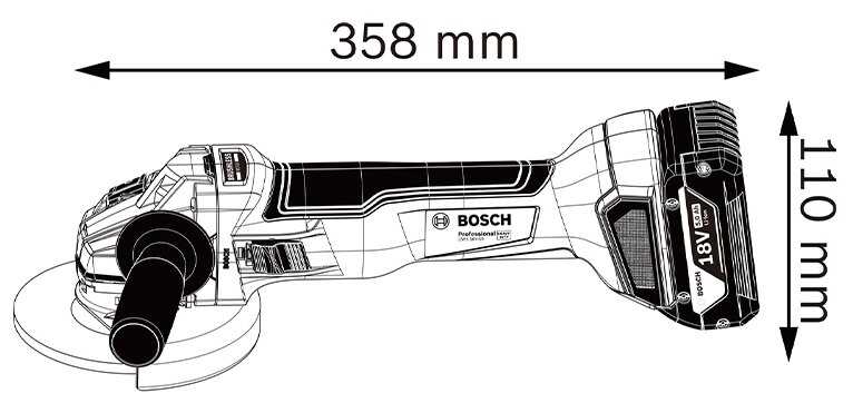 Аккумуляторная УШМ BOSCH GWS 18V-10 (5.0Ач х2, 125 мм) фотография 6