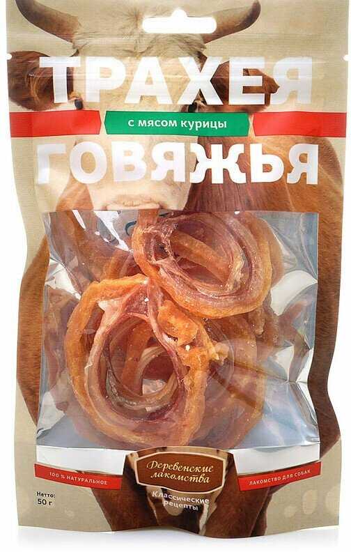 Лакомство для собак Деревенские лакомства Трахея говяжья с мясом курицы фотография 1