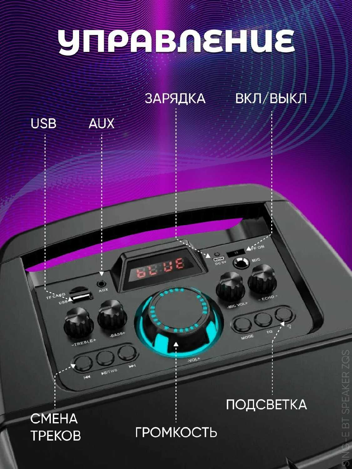 Большая колонка Акустическая система 8202A с Bluetooth, AUX, TF, Микрофоном, Радио фотография 1