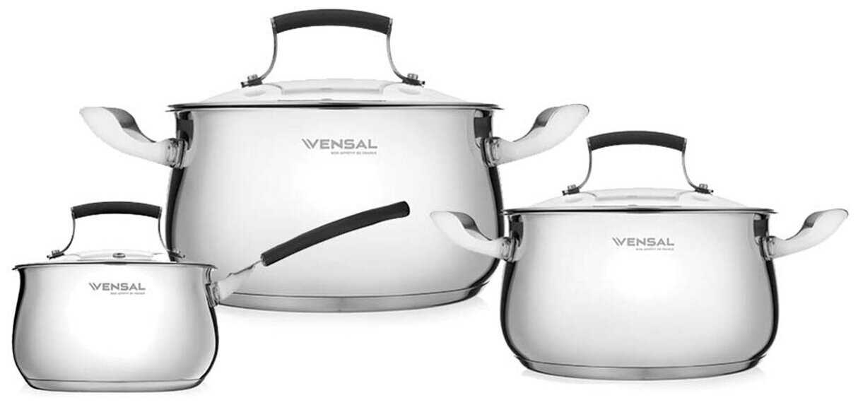 Набор посуды Vensal Nouvel accord [3,6 л (20 см), 6,1 л (24 см), 1,9 л (16 см)] [VS1520] фотография 1