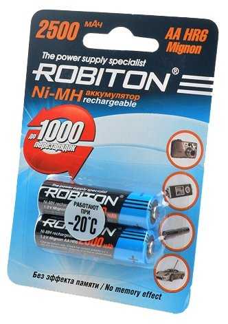 Аккумулятор Ni-Mh 2500 мА·ч 1.2 В ROBITON AA HR6 Mignon 2500
