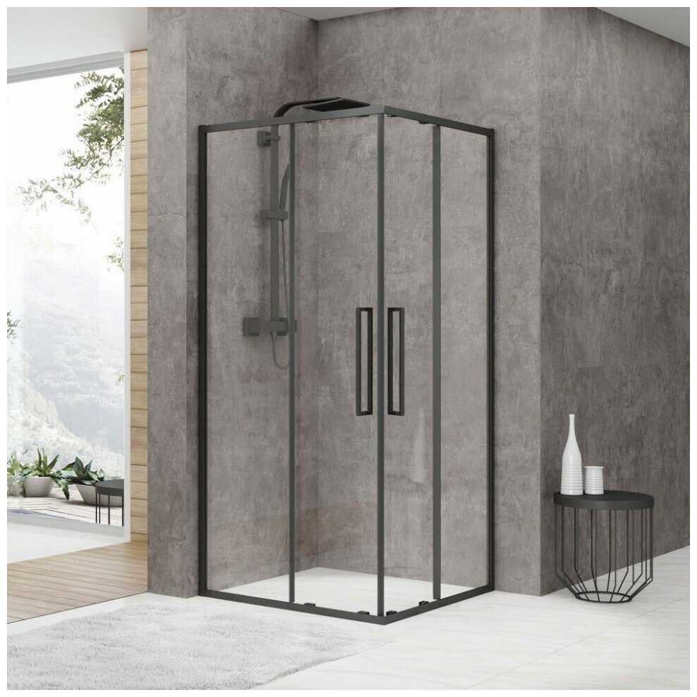 Душевой уголок Black&White Stellar Wind S872-90х90 профиль Черный стекло прозрачное