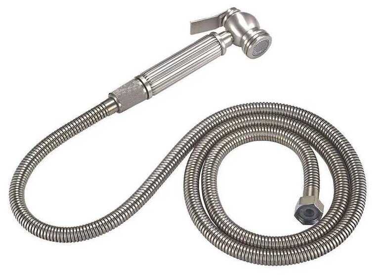 Гигиеническая лейка со шлангом для биде ZorG Sanitary AZR 3 LB SL, латунь серебро, с кронштейном, с орнаментом