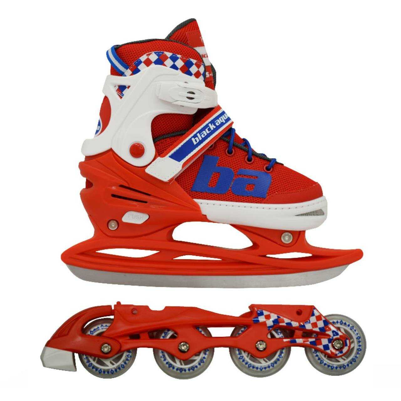 Коньки AS-409 BlackAqua 2в1