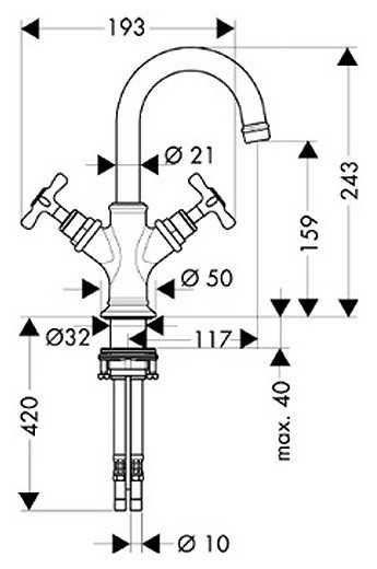 Смеситель для раковины (умывальника) AXOR Montreux 16505820, вентильный фотография 1