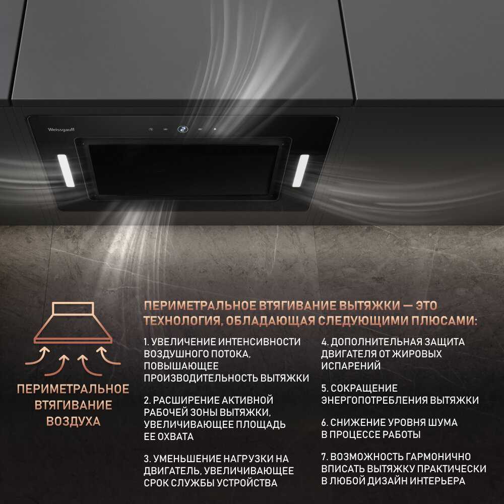 Кухонная встраиваемая вытяжка Weissgauff Aura 1350 WH Premium Touch Inverter Wi-Fi фотография 20