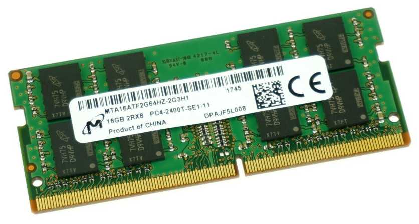 Оперативная память Micron 16 ГБ DDR4 2400 МГц SODIMM CL17 MTA16ATF2G64HZ-2G3