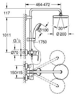 Душевая стойка Grohe Tempesta New System 26244001, хром фотография 1