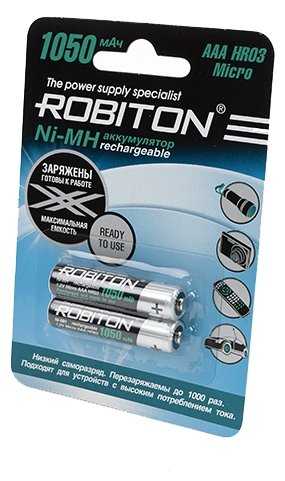 Аккумулятор Ni-Mh 1050 мА·ч 1.2 В ROBITON AAA HR03 Micro 1050