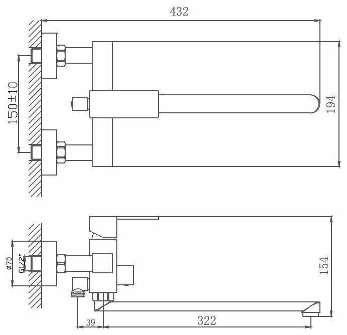 Смеситель для ванны и душа HAIBA HB22803 фотография 2
