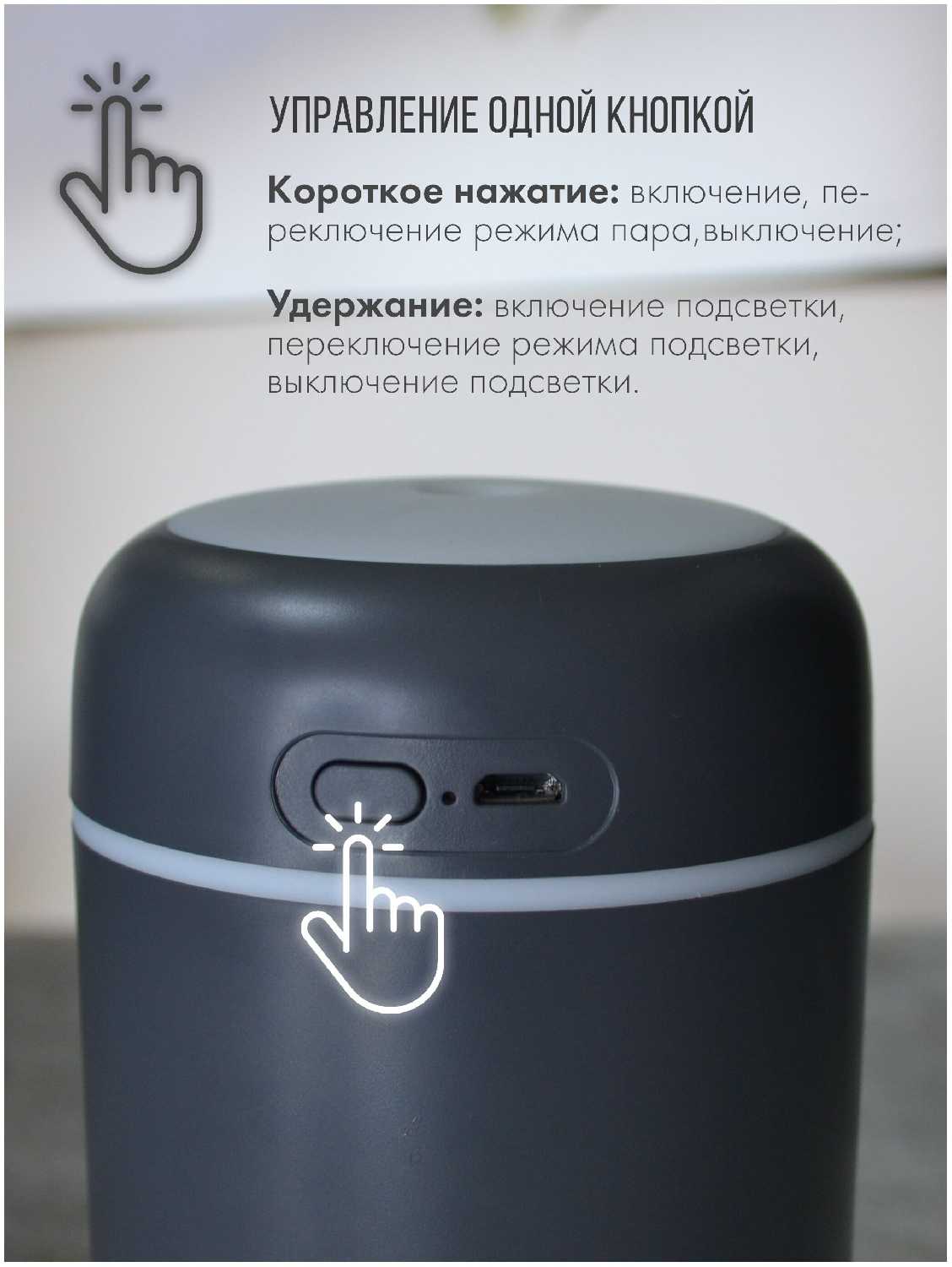 Увлажнитель воздуха для дома H2O/ портативный увлажнитель воздуха/ светодиодный увлажнитель воздуха/ VIRG white фотография 9