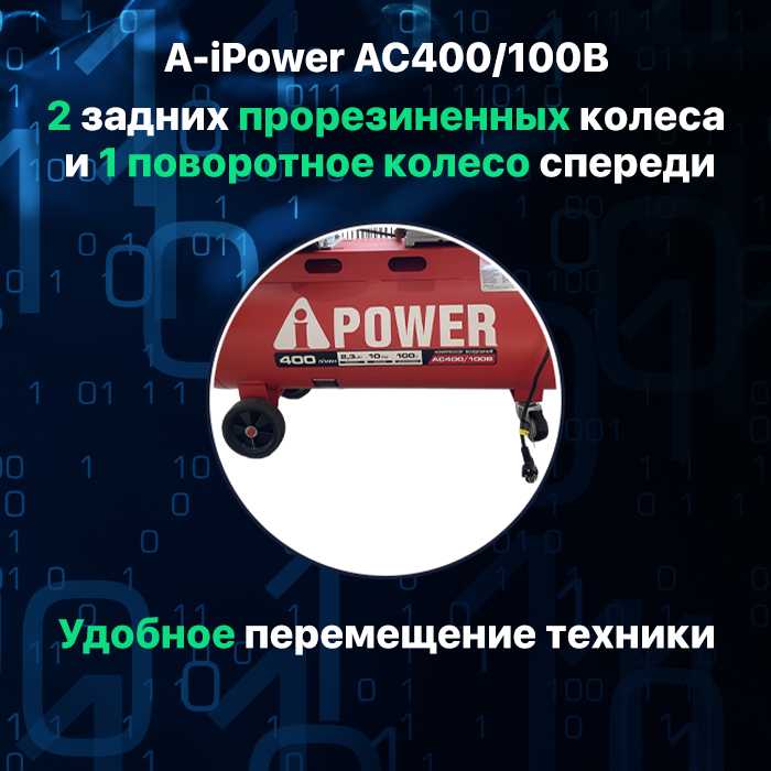 Компрессор поршневой A-iPower Компрессор поршневой A-iPower AC400/100B (10 Бар, 400 л/мин, 2200 Вт, 100 л, 72 кг) фотография 6