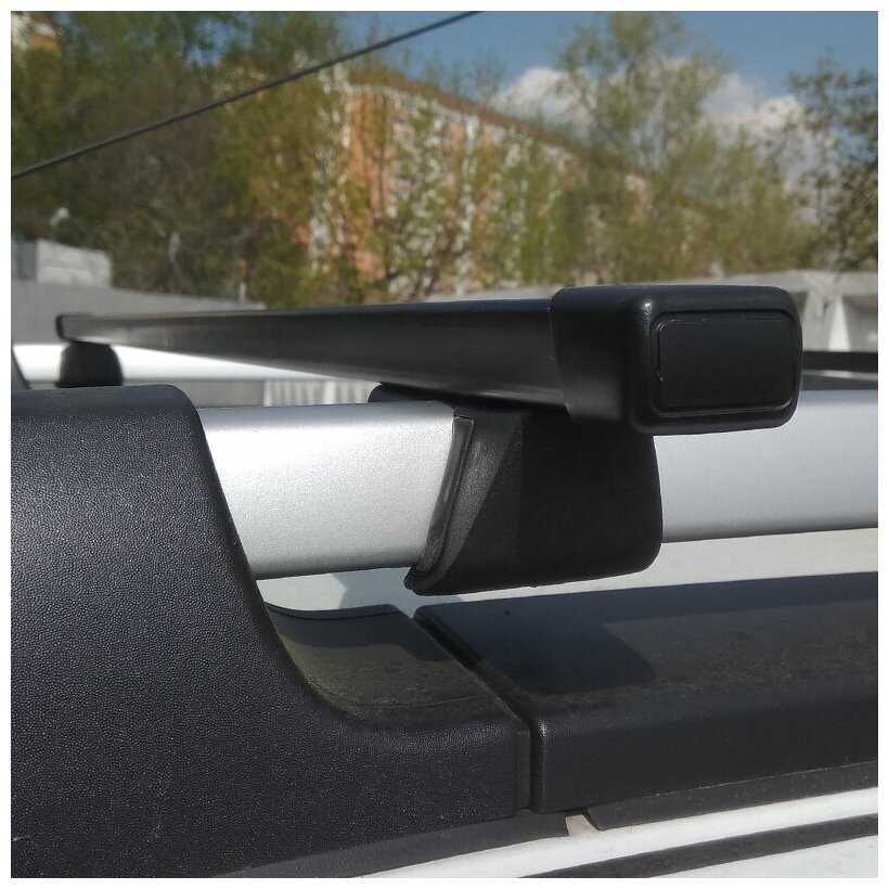 Багажник на рейлинги Inter Крепыш для Hyundai Tucson 1 / Хендай Тусон 2004-2010, прямоугольные дуги 120 фотография 1