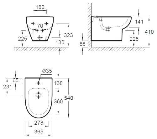 Биде подвесное Jacob Delafon Odeon Up E4765-00 с горизонтальным выпуском фотография 1