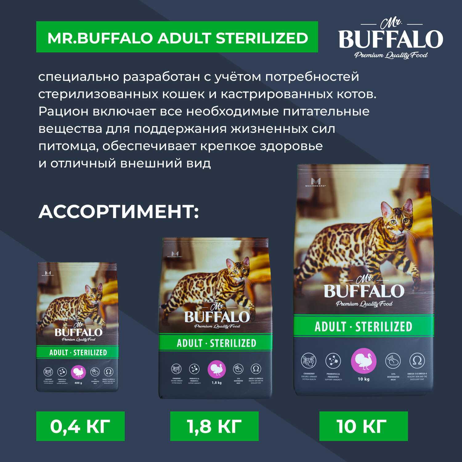 Корм для кошек Mr.BUFFALO Sterilized с индейкой фотография 16